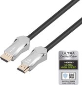 NÖRDIC HDMI-N1053C Gecertificeerde HDMI kabel - HDMI 2.1 - 8K 60Hz - 4K 120Hz - 48Gbps - Vergulde connectoren - 5m - Grijs/Zwart design