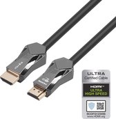 NÖRDIC HDMI-N1053B Gecertificeerde HDMI kabel - HDMI 2.1 - 8K 60Hz - 4K 120Hz - 48Gbps - Vergulde connectoren - 5m - Zilver design