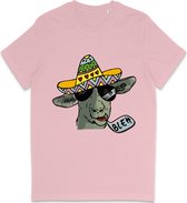 Grappig T Shirt Heren - T Shirt Dames - Cartoon Geit - Roze - 3XL