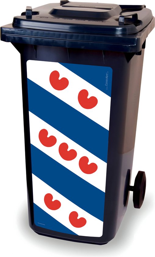 Autocollant de Kliko drapeau frison, autocollant de conteneur Frise, drapeau provincial, drapeau sur poubelle à CoverArt , autocollants de conteneur de déchets, FC Heerenveen, CoverArt, drapeau, drapeaux de clic.