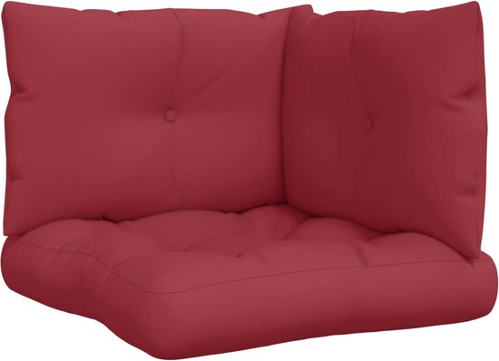 vidaXL Coussins de canapé en palette 3 pcs Rouge vin Tissu