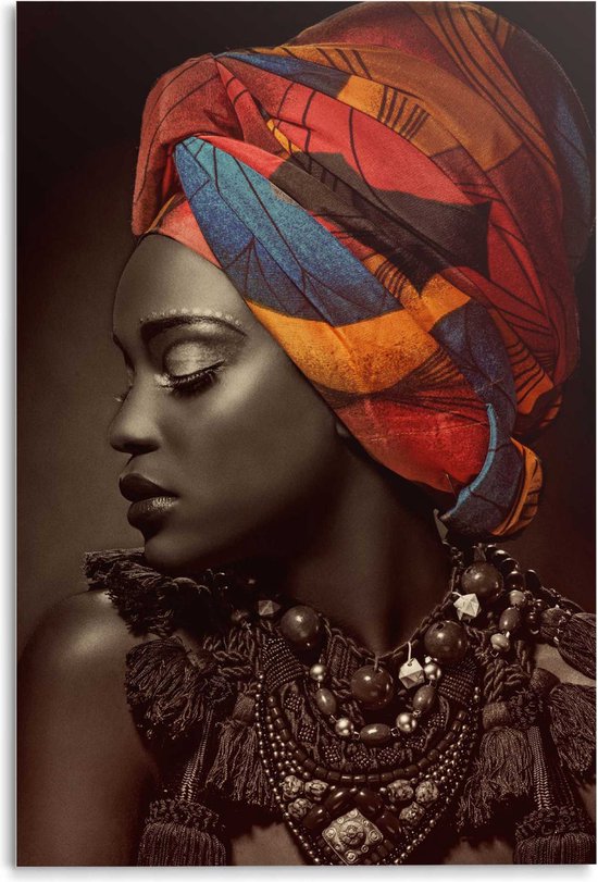 Glasschilderij Afrikaanse Vrouw 116x78 cm