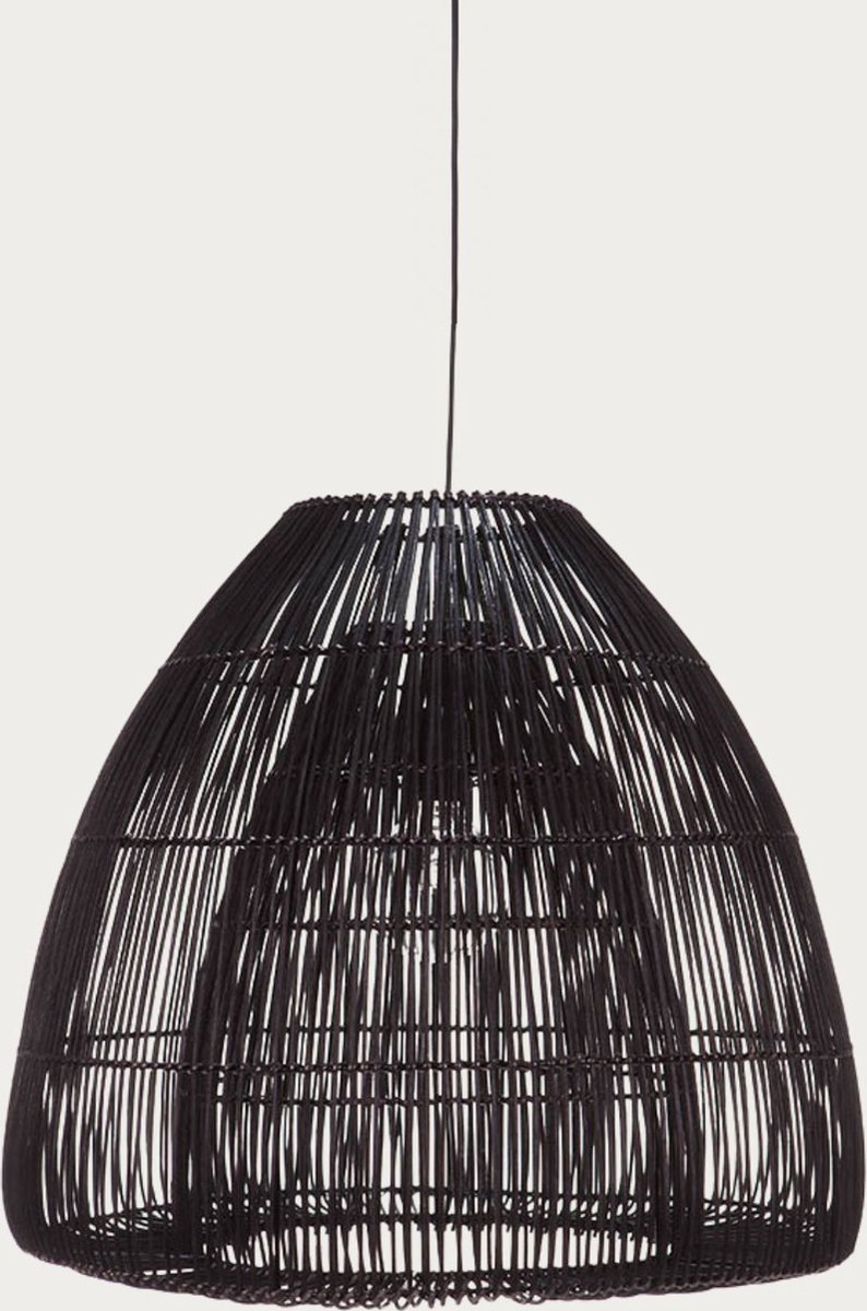 Zwarte rotan hanglamp | Bell ⌀50cm | Lampenkap