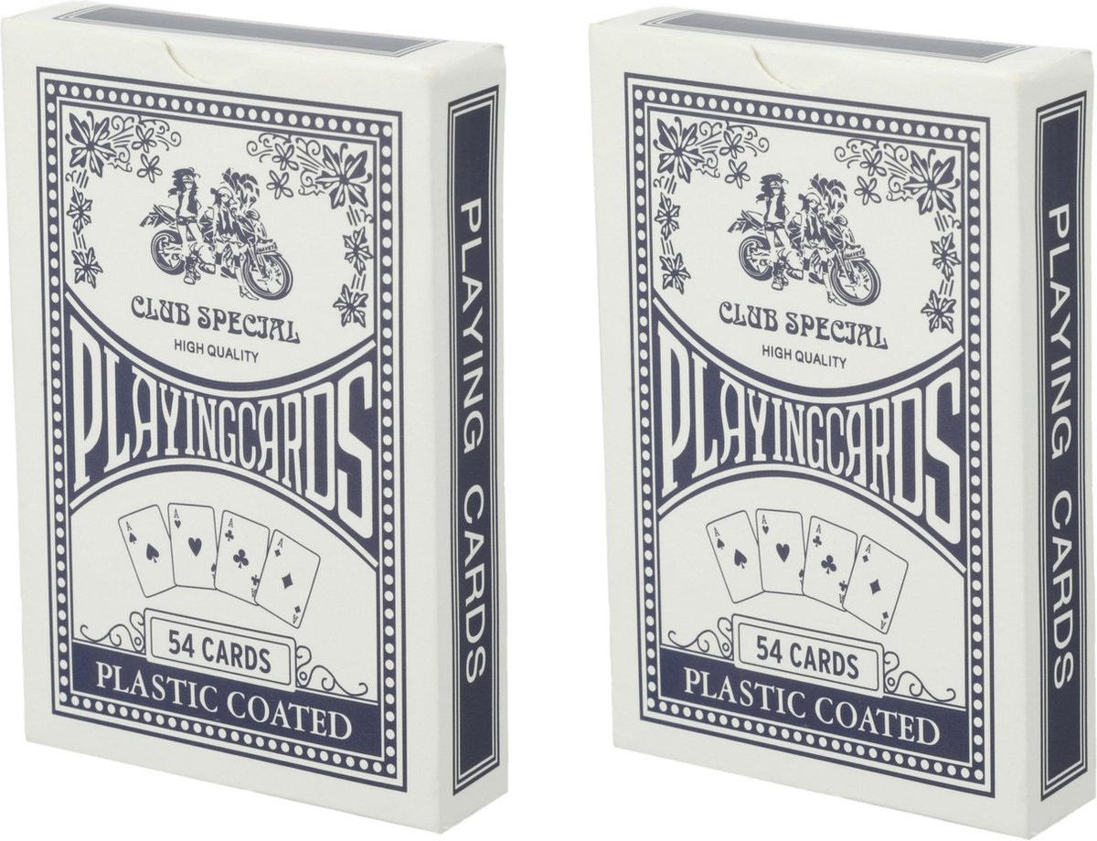 Cepewa Speelkaarten blauw - 2x - pakje 54 stuks - kaartspel - Poker/bridge - 6.5 x 9 cm