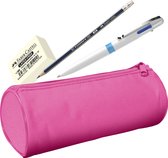 Etui - roze - gevuld - pen, potlood, gum - WS-58101-BU
