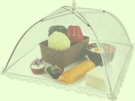 Opvouwbare vliegenkap 2 stuks – wit nylon - 32 x 19 cm – Inklapbare insectenkap