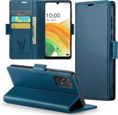 Samsung Galaxy A33 Hoesje - HyperCase Book Cover Leer Blauw