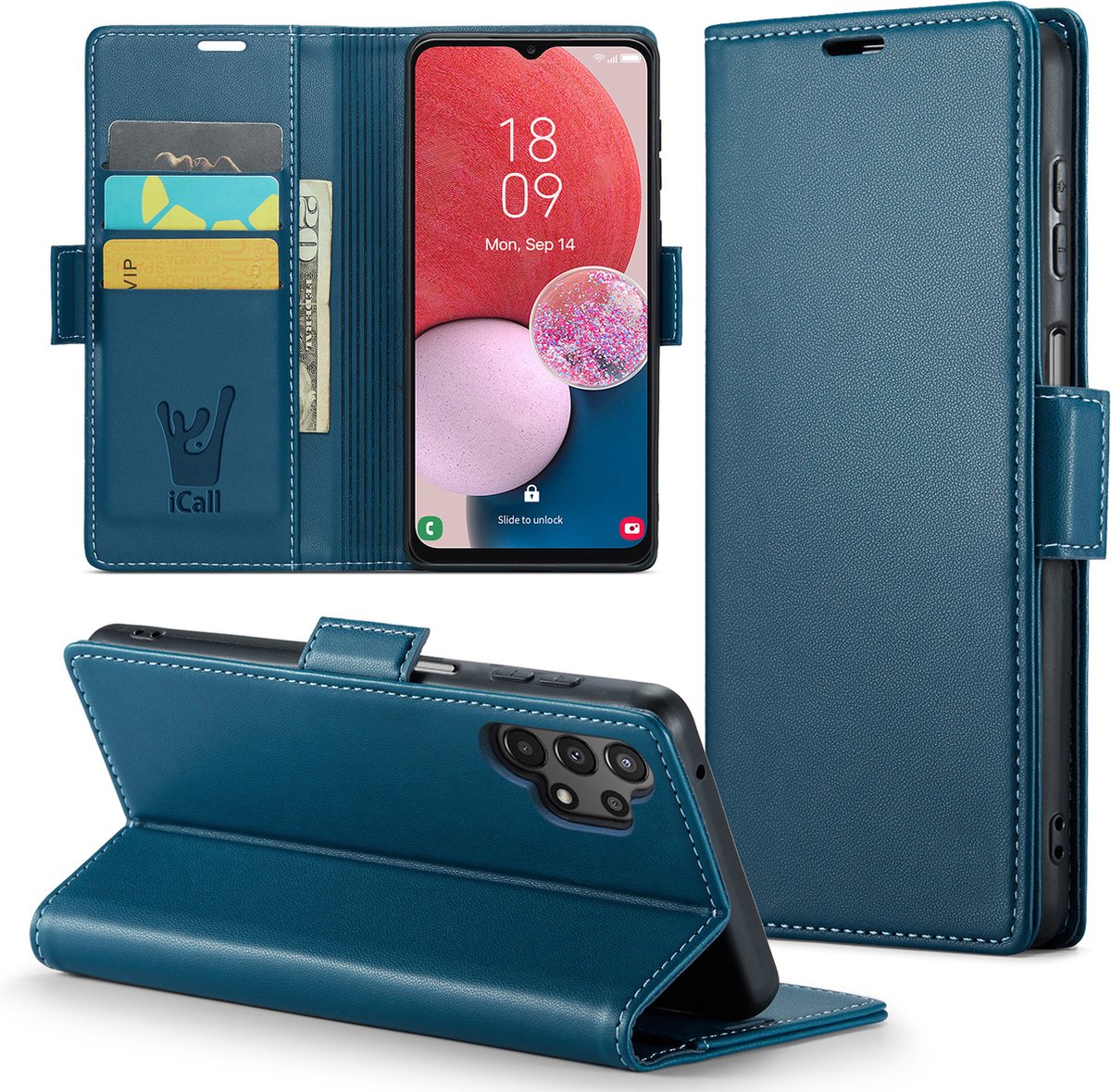 Hoesje geschikt voor Samsung Galaxy A13 - HyperCase Book Cover Kunstleer Blauw