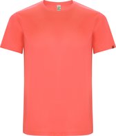 Fluorescent Koraalroze unisex ECO sportshirt korte mouwen 'Imola' merk Roly maat 164 / 16