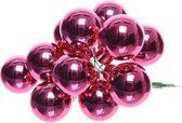 10x Mini boules de Noël en verre Bouchons / Bouchons de Noël rose fuchsia 2 cm - Rose fuchsia Pièces de Noël Décorations de Noël en verre