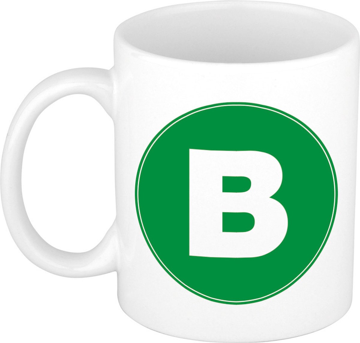 Koffie mok met de letter B - beker - groen - eerste letter van een voornaam - wit - 300 ml