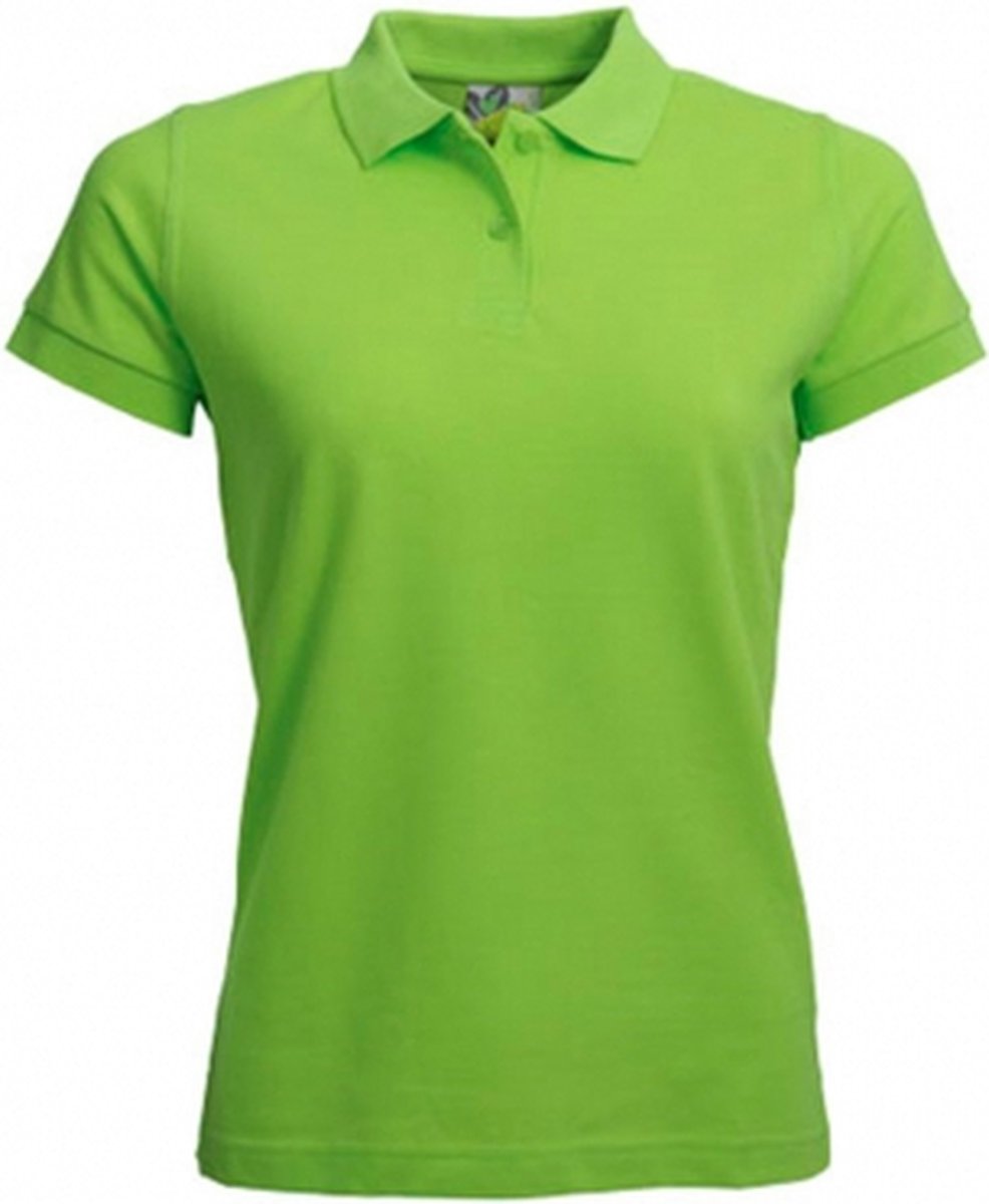 Lemon & Soda Dames basic poloshirt - limegroen - korte mouw - getailleerd - katoen 42