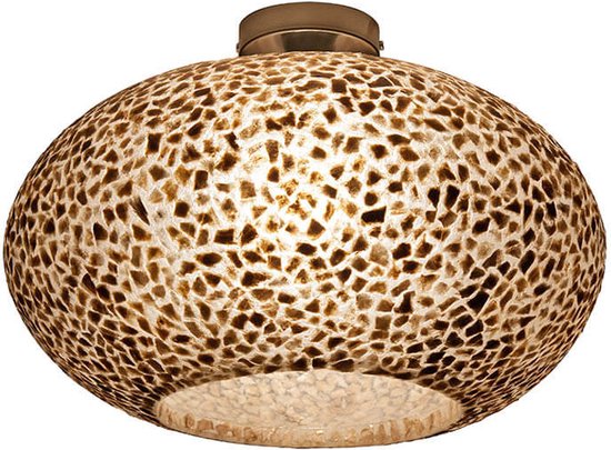 VillaFlor - Plafonnier coquillage Wangi Gold Ufo Ø 40 cm brun doré