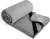 Microfiber Hot Yoga handdoekmat met antislip siliconen handvat en veilige rubberen banden, 24 x 72 inch, grijs