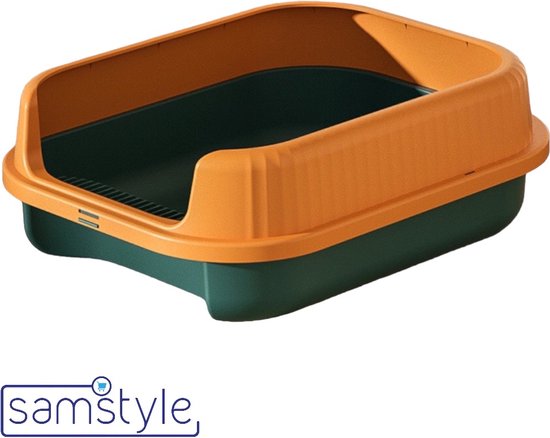 Foto: Samstyle kattenbak open modern hip design oranje groen trendy incl schep design kattenbak