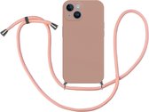 Cazy Soft TPU Telefoonhoesje met Koord - geschikt voor iPhone 14 - iPhone 14 Hoesje met Koord - Roze