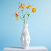 Slimprint Origami Vaas FOLD, Wit, 15.3 x 35 cm, Decoratieve Vaas voor Droogbloemen, Plantaardig Kunststof