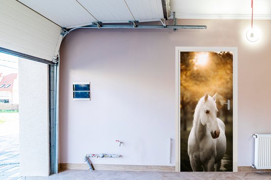 Affiche de porte - Cheval - Enfants - Automne - Animaux - Nature - Chambre d'enfant - Sticker de porte - Papier peint photo porte - Décoration de porte - Sticker autocollant - 80x205 cm - Chambre à coucher - Décoration de chambre
