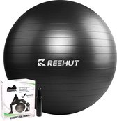 Ball de gymnastique anti-éclatement + pompe avec capacité de charge jusqu'à 500 kg Core Training Fitness Yoga Pilates Ball - 55 65 75 cm, Noir, 75 cm