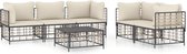 vidaXL - 6-delige - Loungeset - met - kussens - poly - rattan - antracietkleurig