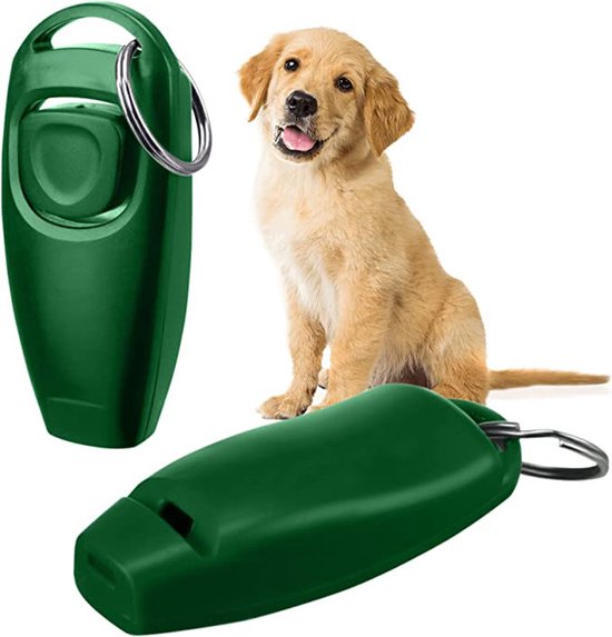 Foto: Knaak clicker met fluit 2 in 1 hondentrainer groen forest green