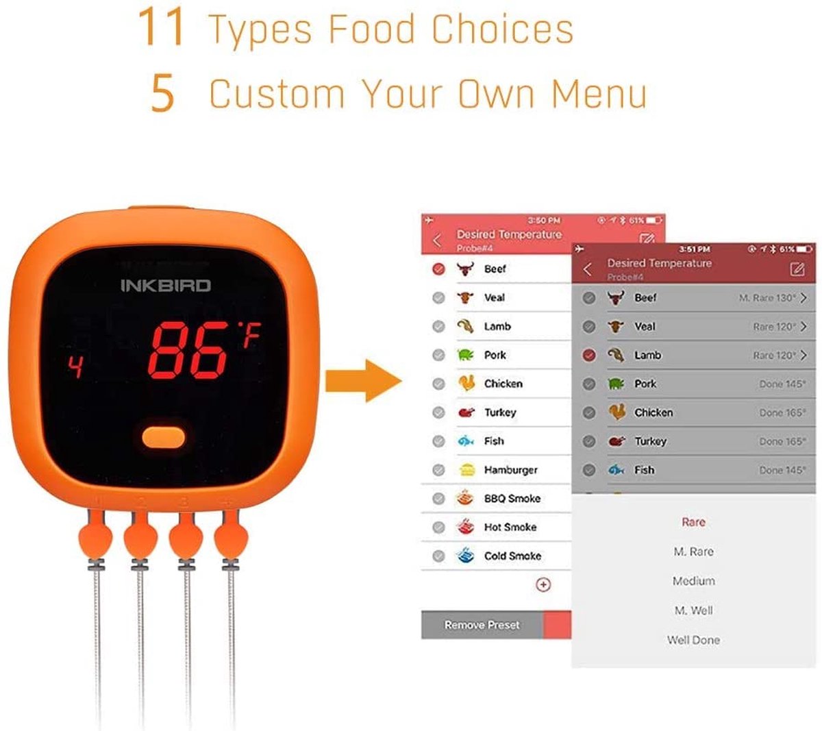 Inkbird IBT-4XC Bluetooth Wireless Waterproof Grill Thermometer