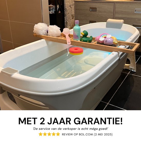 Livista® - Opvouwbaar bad - Bad Grijs - Zitbad - Inklapbaar - Bath Bucket - 152 CM LANG - XL - Incl. Rugkussen en Bad Accessoires
