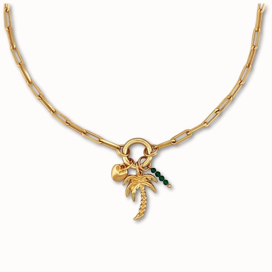 ByNouck Jewelry - Ketting Green Oasis - Sieraden - Vrouwen Ketting - Verguld - Groen - Halsketting