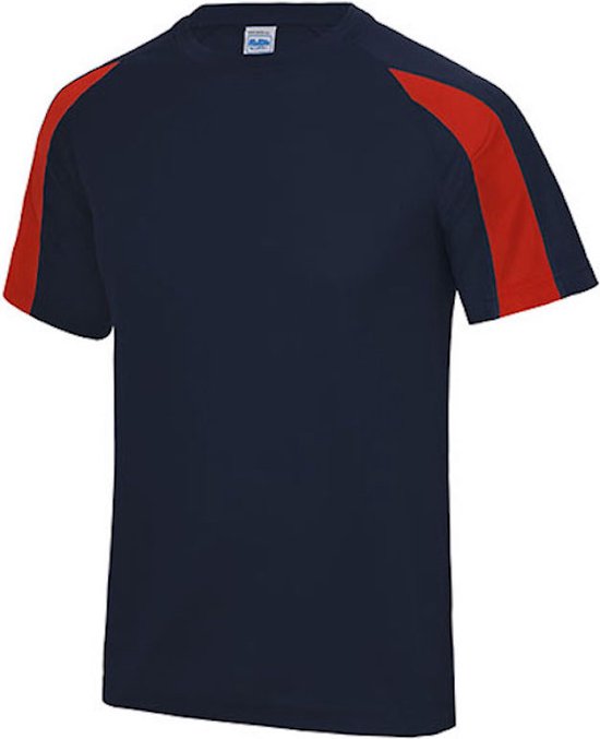 Vegan T-shirt 'Contrast' met korte mouwen Navy/Red - XXL