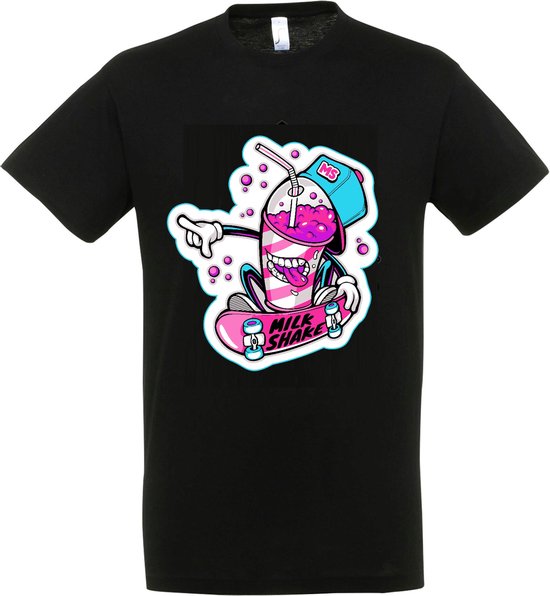 T-Shirt 1-123k Zwart cartoon skate milkshake - L