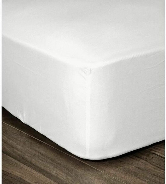 Lovely Home Drap Housse 100% Coton 140x190cm - Bonnet 35cm - Blanc