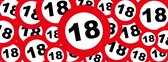 Spandoek Verkeersborden 18 jaar - Leeftijdsborden 18 - 150 x 50 cm - met ringen - PVC - Banner - Verjaardag - Banier- indoor en outdoor – Geveldoek