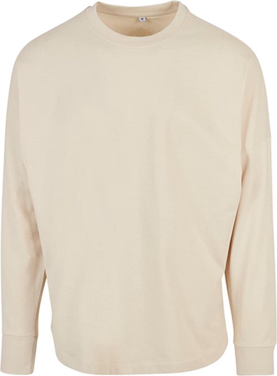 Oversized herenshirt 'Cut Longsleeve' met ronde hals Sand - 5XL