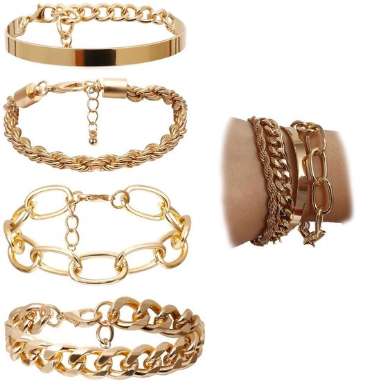 Sorprese armband - Gold AU - armband dames - 4-delig - cadeau - Model H