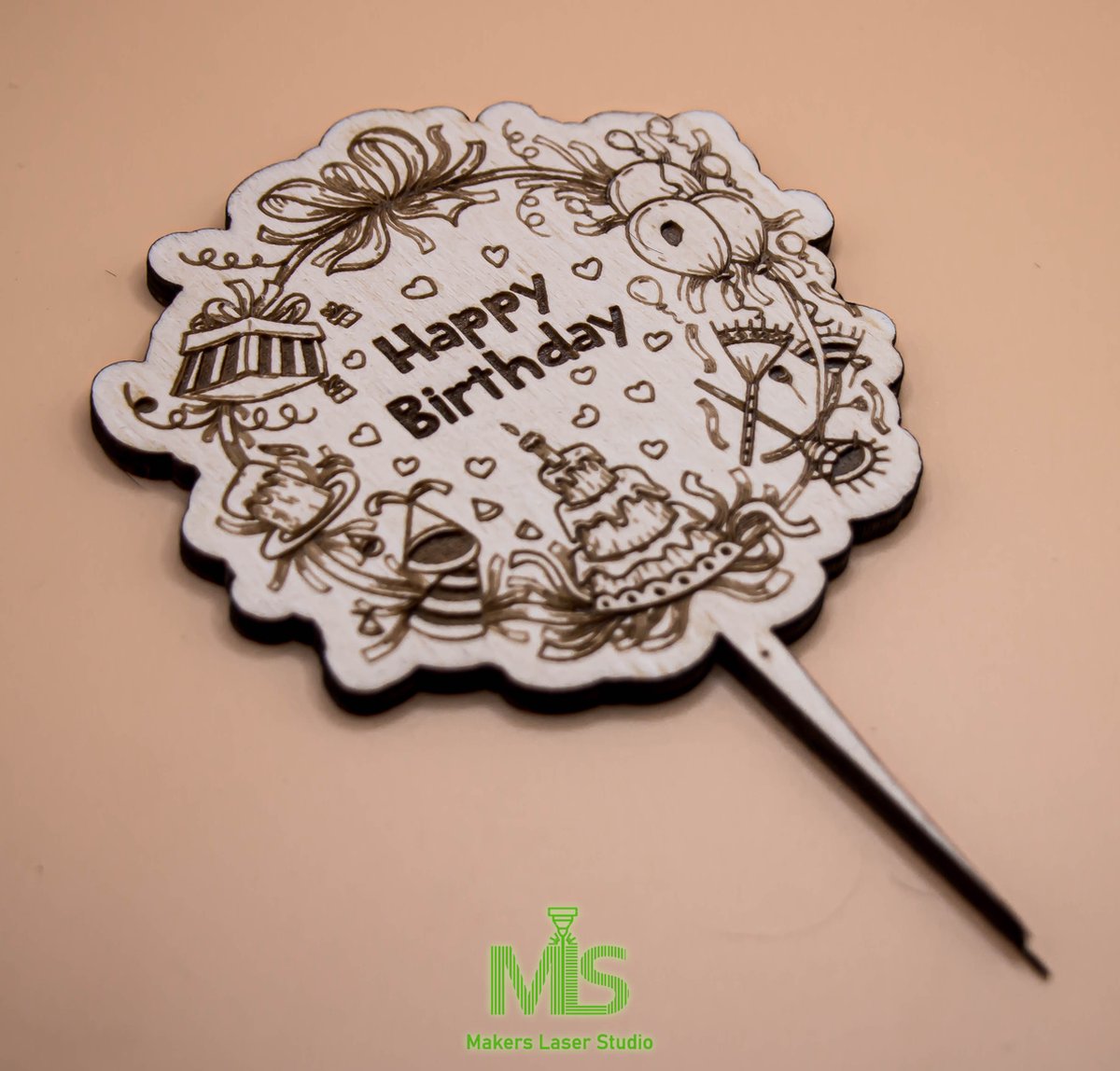 Cake Topper joyeux anniversaire - Cake Topper en bois pour gâteau d' anniversaire - Scrapcooking