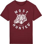 Most Hunted - kinder t-shirt - tijger - bordeaux - wit - maat 134-146