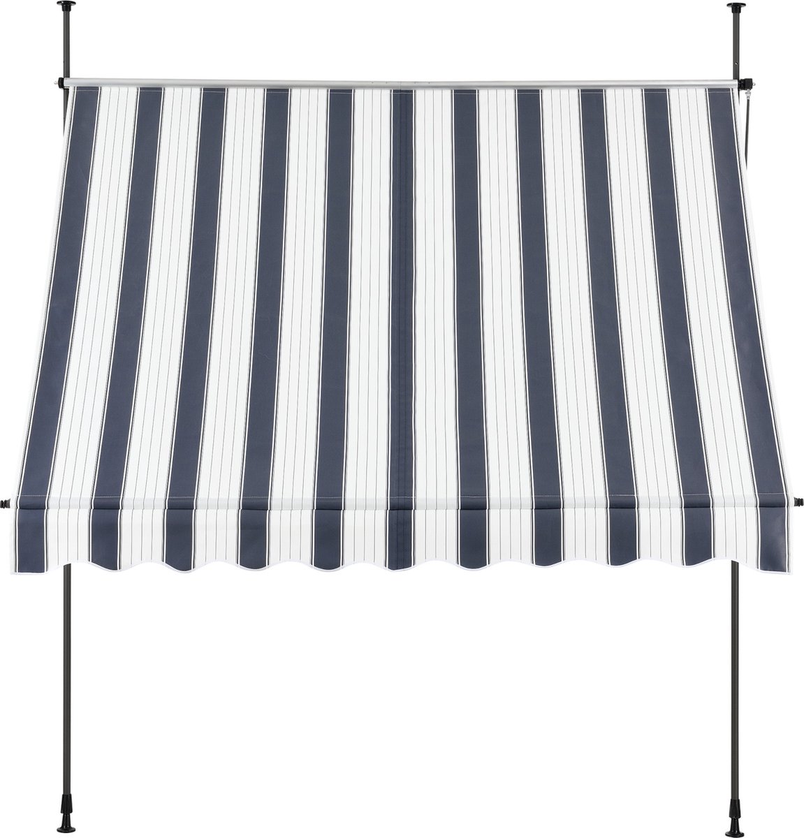 Klemluifel Liam Uitschuifbare Luifel Donkerblauw en Wit 250x120 cm Staal en Stof Waterafstotend UV Bescherming