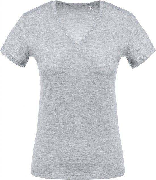 T-shirt Dames S Kariban V-hals Korte mouw Oxford Grey 100% Katoen | bol.com