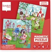 Scratch Puzzel Magnetisch: MAGNETISCH PUZZELBOEK TO GO - RIDDERS 18x18x1.5cm (gesloten), 54x18x0.5cm (open), met 2 magnetische puzzels van 20 stuks, 3+