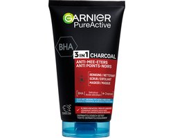 Garnier Pure Active 3in1 Gezichtsreiniger met Charcoal – Houtskool Gezichtsmasker, Gezichtsscrub én gezichtsreiniger in een - 150ml