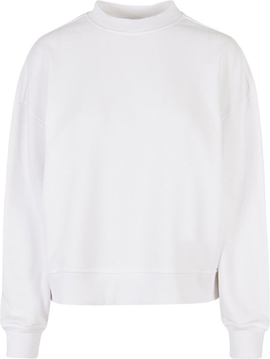 Build your Brand Ladies Oversized Crewneck Sweatshirt BY212 - White - XS