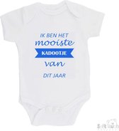 Soft Touch Romper "De looks van mama, De streken van papa" Jongens Katoen Wit/blauw Maat 56/62