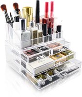 Qaan Living - Organisateur de Maquillage Transparent - Transparent - 3 tiroirs - Plexiglas - 23,5 x 13,5 x 18 cm