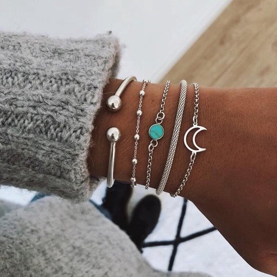 Bracelet Sorprese - Lune - argent - bracelet femme - 5 pièces - cadeau - Modèle D