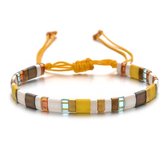 Sorprese armband - Boho - armband dames - geel - verstelbaar - cadeau - Model D