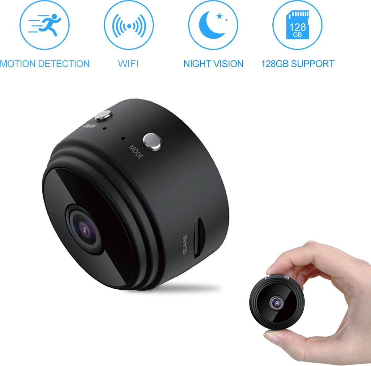 A9 Mini Camera - Verborgen camera - Beveiligingscamera - Wifi - Draadloze camera - Mini camera - Beveiliging - Sd kaart - Smart