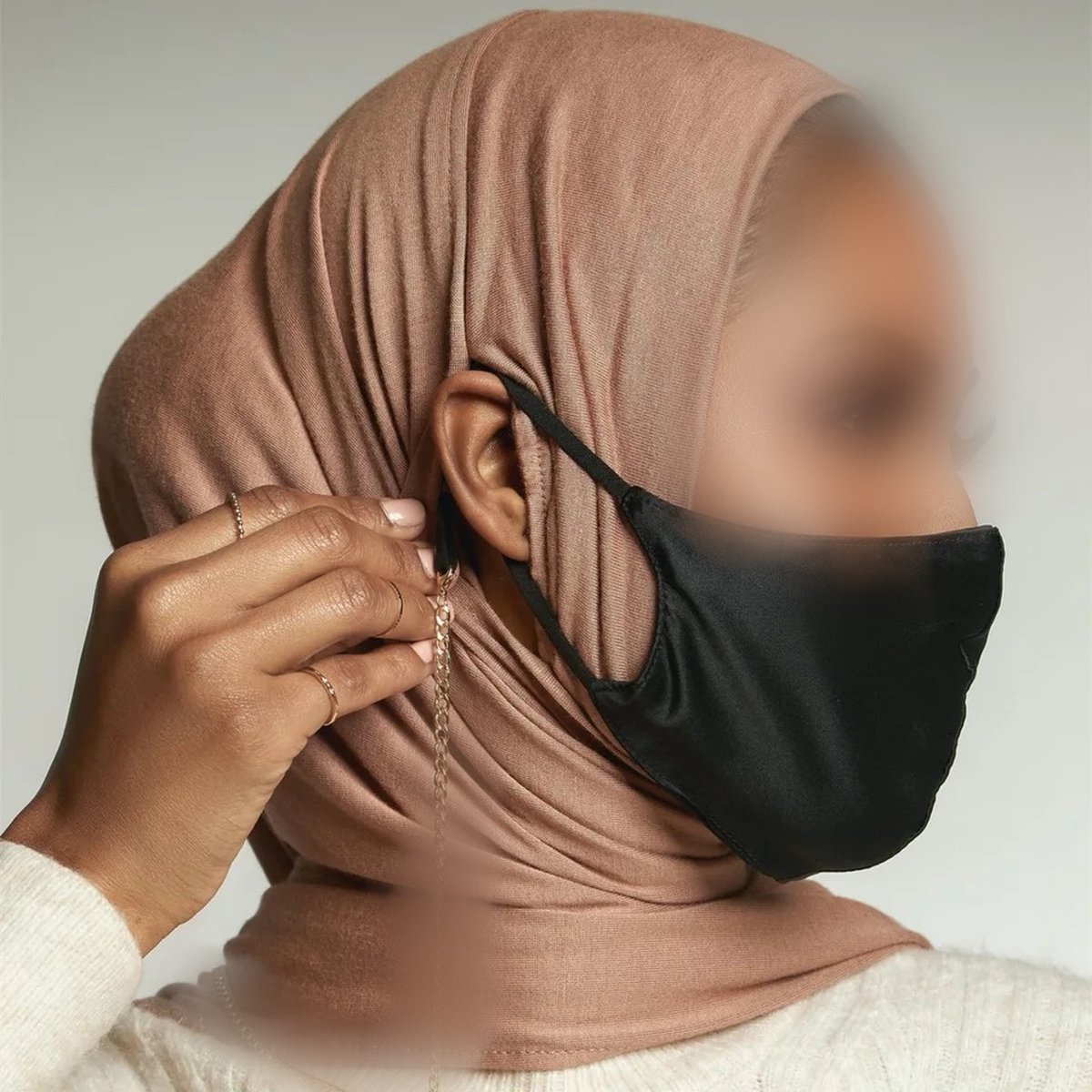 Hoofddoek Hijab met oor gat travel reis comfort hoofddoek Masker Hoofdtelefoon Licht beige