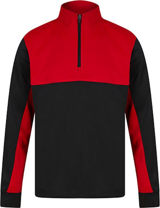 Adults 1/4 Zip Tracksuit Top met rits Black/Red - XS