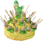 Snoeptaart - Dino - Kinderfeestje - Uitdeelcadeau - 30 traktaties - In cadeauverpakking met gekleurd krullint