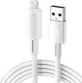 Toocki Oplaadkabel 'Fast Charging' - USB-A naar Lightning - 12W 2.4A Snellader - 1 Meter - voor Apple iPhone 8/X/XS/XR/11/12/13/14/SE, iPad, AirPods, Watch - Tot 2 Keer Sneller - Sterker snoer van TPE-Rubber - voor Apple Carplay - WIT